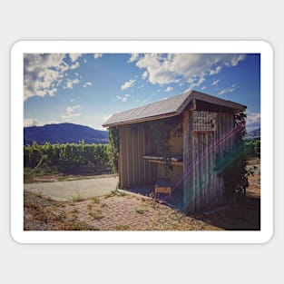 Old abandoned fruit stand in Osoyoos, Okanagan valley, BC, Canada. Sticker